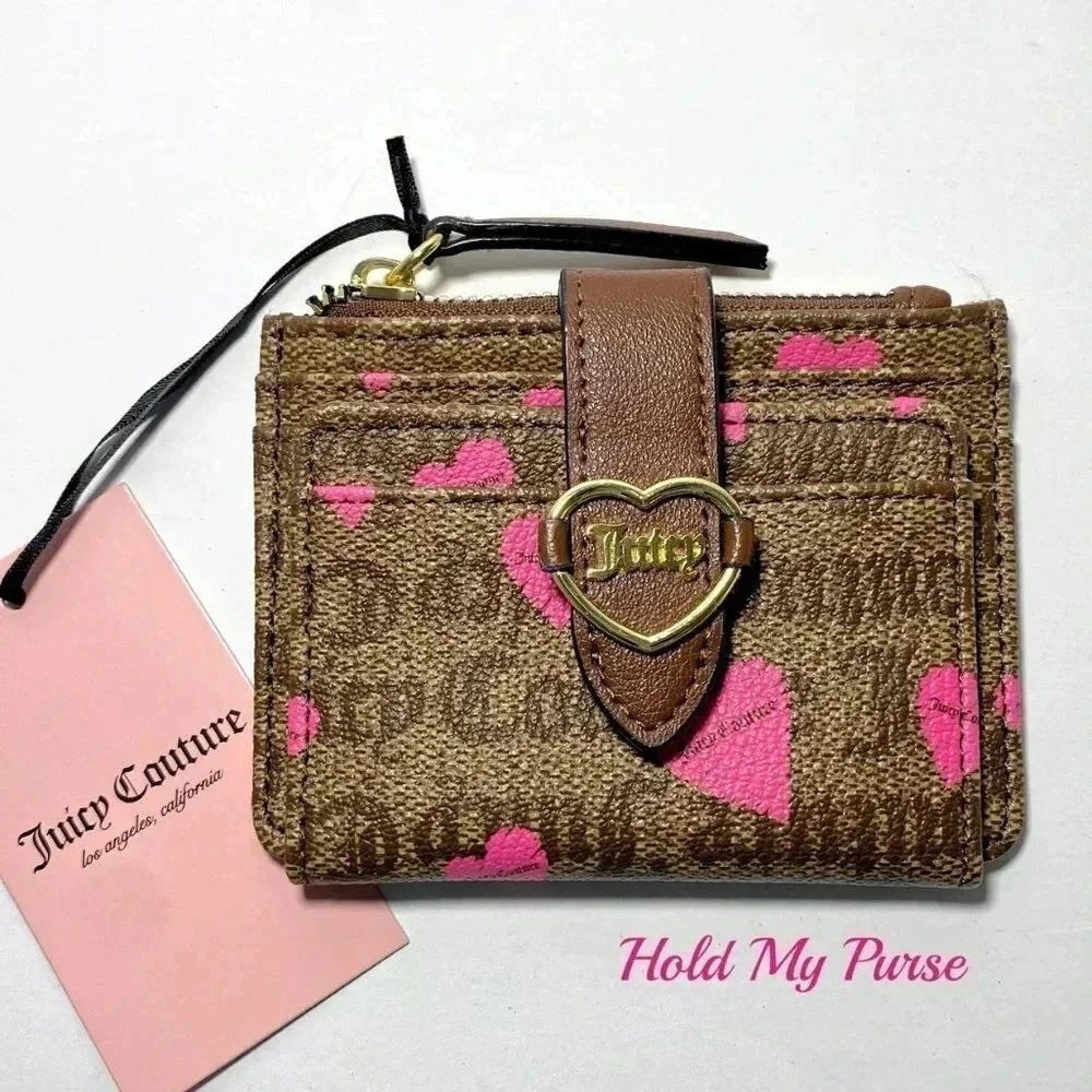 Juicy Couture Addicted To Love Heart Print Tab ID Card Case NWT